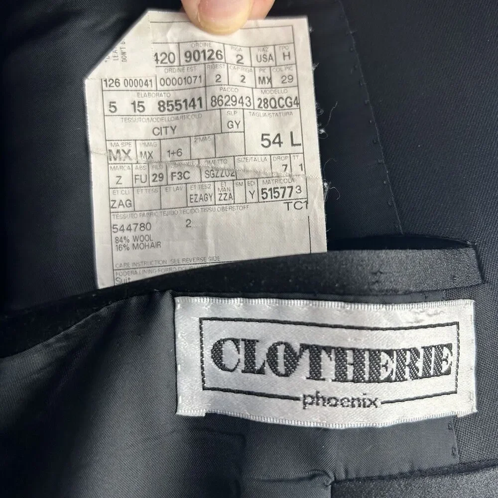 Z Zegna Black Wool Mohair Blazer Mens IT 54L / US 44 Long sport Coat Ermenegildo